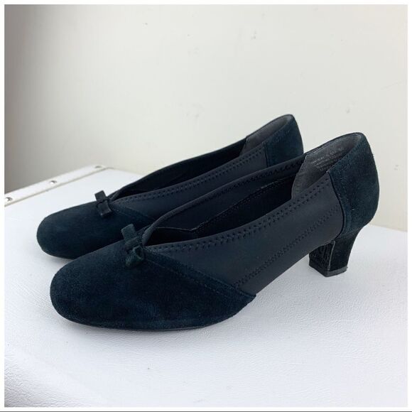 ‎Ros Hommerson Harper Suede/Neoprene Black Heels Pumps - Picture 3 of 16